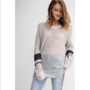 Semi Sheer Vneck Knit Lightweight Sweater Tunic